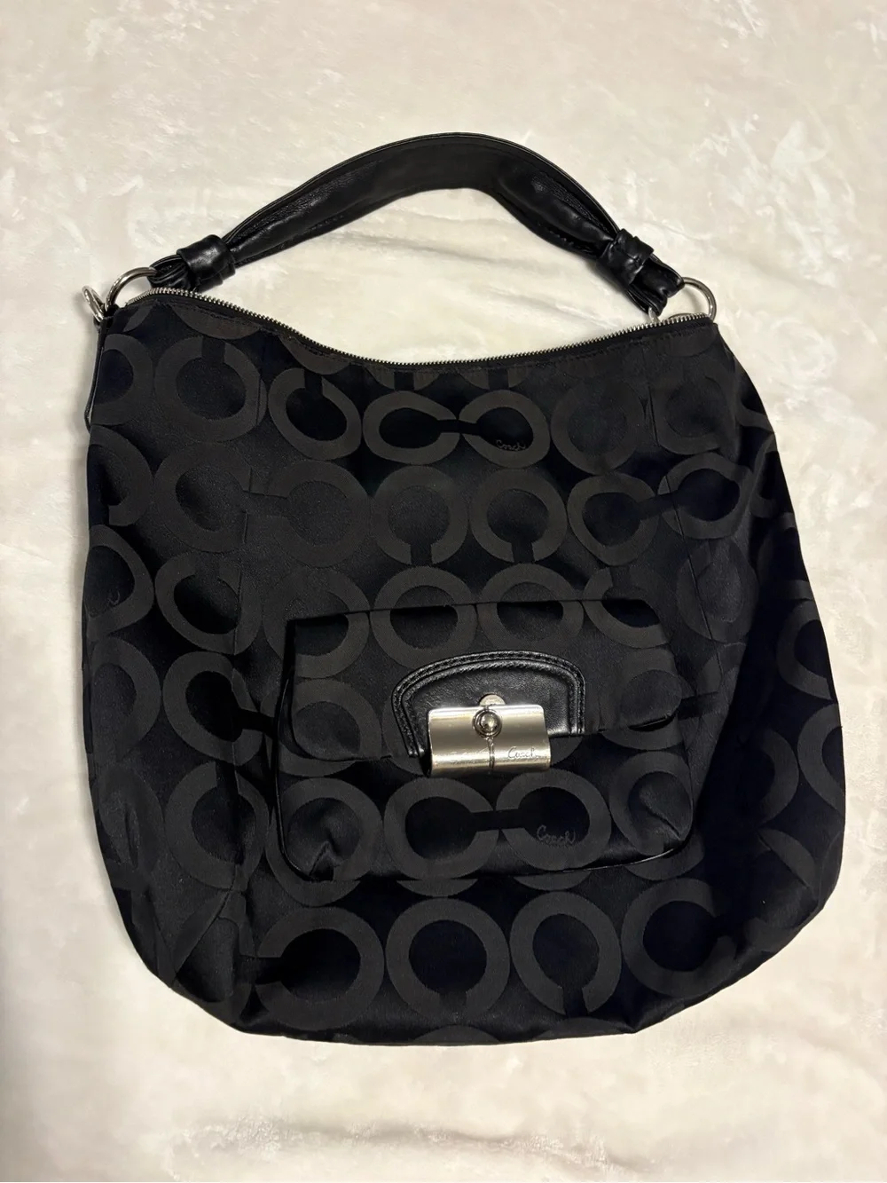 COACH Viral authentic Kristin Op Art hobo Bag Black Vintage Y2K Shoulder Purse
